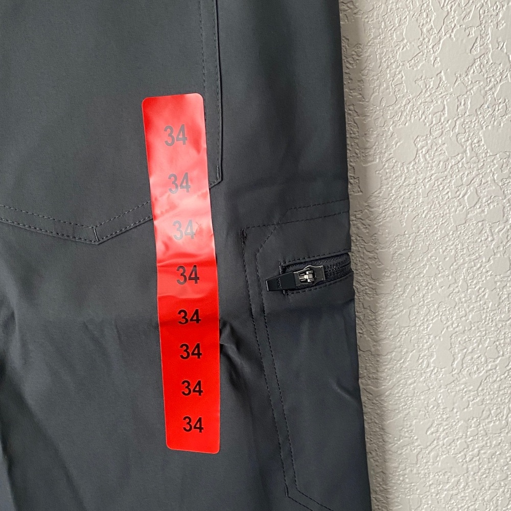 EDDIE BAUER Mens Rainier Tech Short BLACK 34 Stretch Nylon 10" Inseam Zip Pocket - Picture 8 of 11